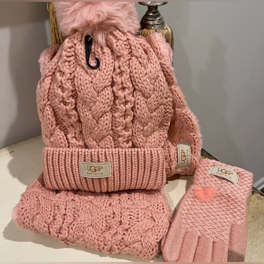 UGG Pink Hat, Infinity Scarf & Glove Set - Picture 2 of 3